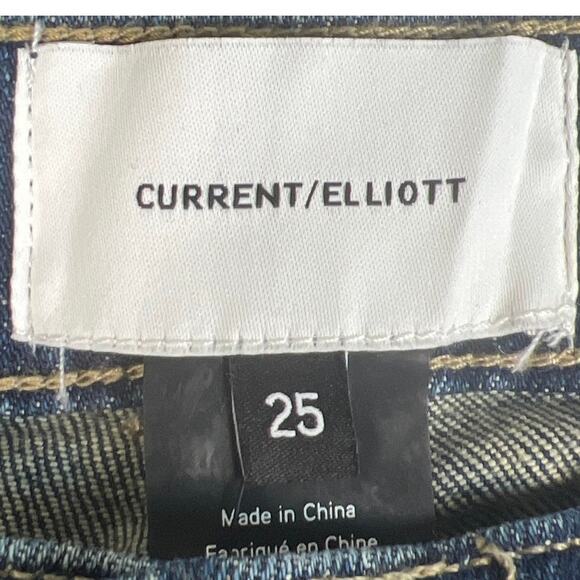 Current Elliott The Fan Kick Jeans Medium Wash (Brush) Fray Hem Size 25 NWT - Picture 9 of 12